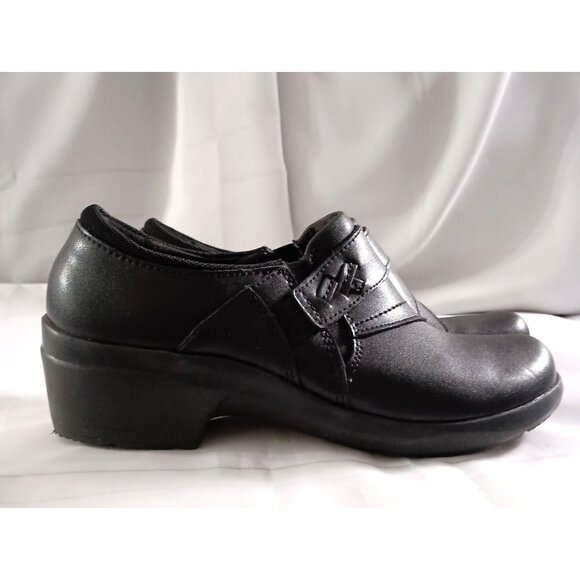 Clarks Angie Pearl Black Leather Slip-On Shoes Women’s Size 6.5 Comfort - Picture 1 of 13